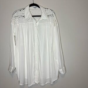 Express white button down shirt with cut outs ￼